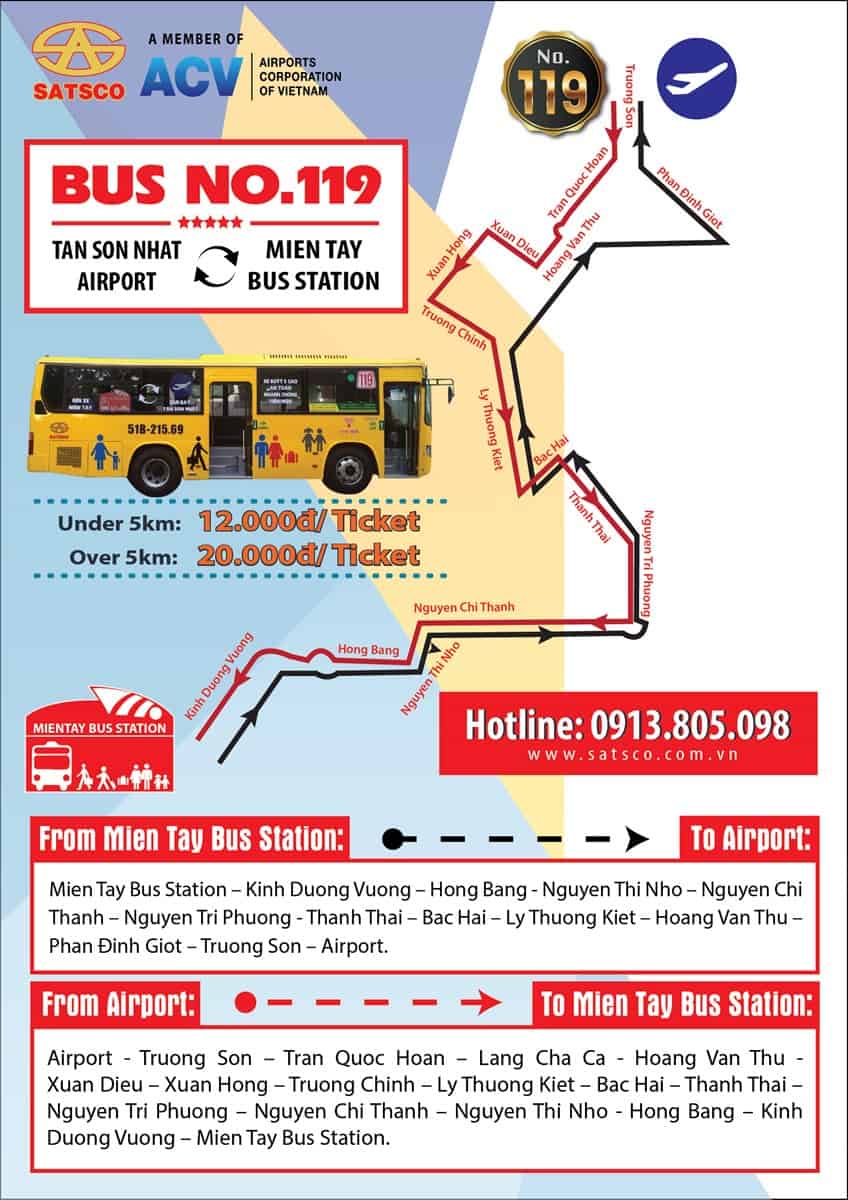 Thông tin những chuyến xe bus đi sân bay Tân Sơn Nhất